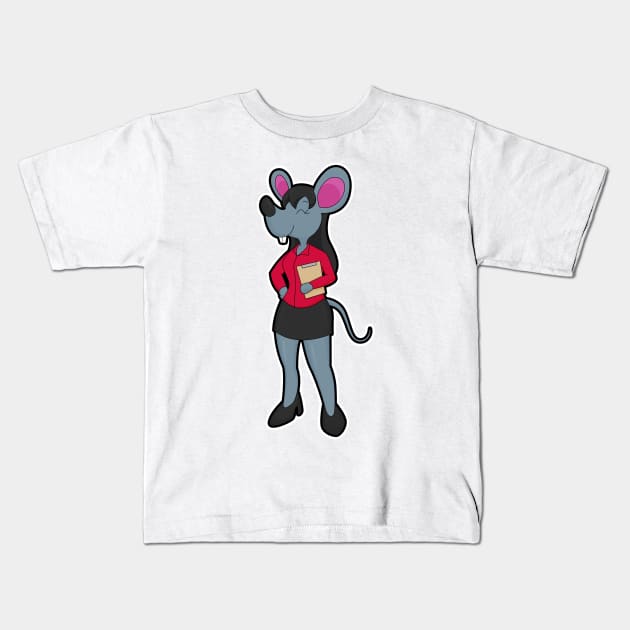 Mouse as Secretary with Notepad Kids T-Shirt by Markus Schnabel